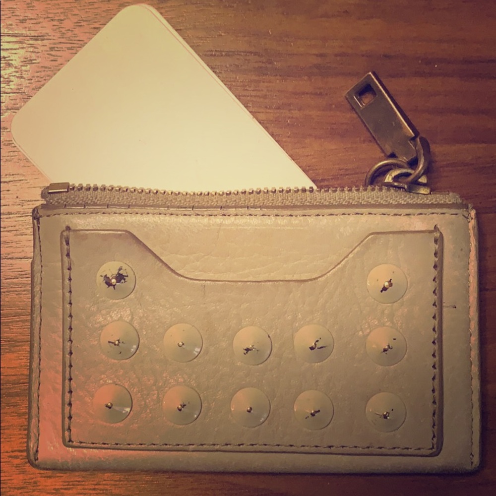J crew  light gray leather men’s wallet !